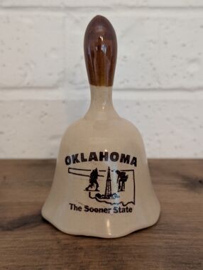 Vintage Oklahoma Souvenir Ceramic Bell - The Sooner State
